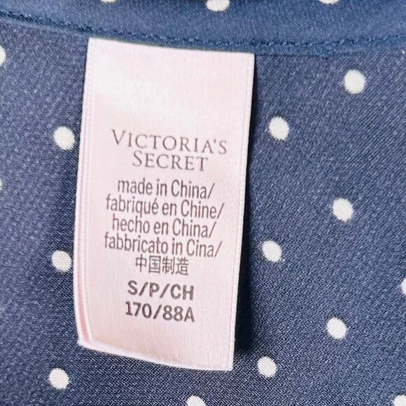 Victoria’s Secret Size Small Navy Polka Dot Top Flutter Off Shoulder Ruffle - Picture 4 of 5